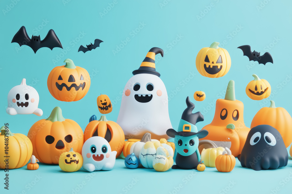 Naklejka premium halloween pumpkin set
