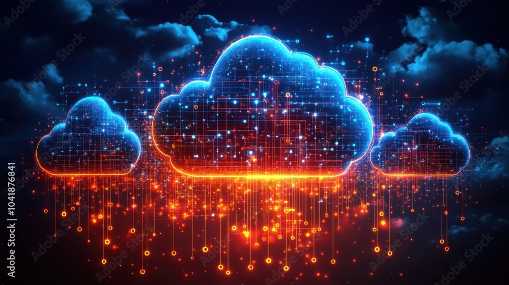 A close up of a cloud with many glowing dots A close up of a cloud with many glowing dots