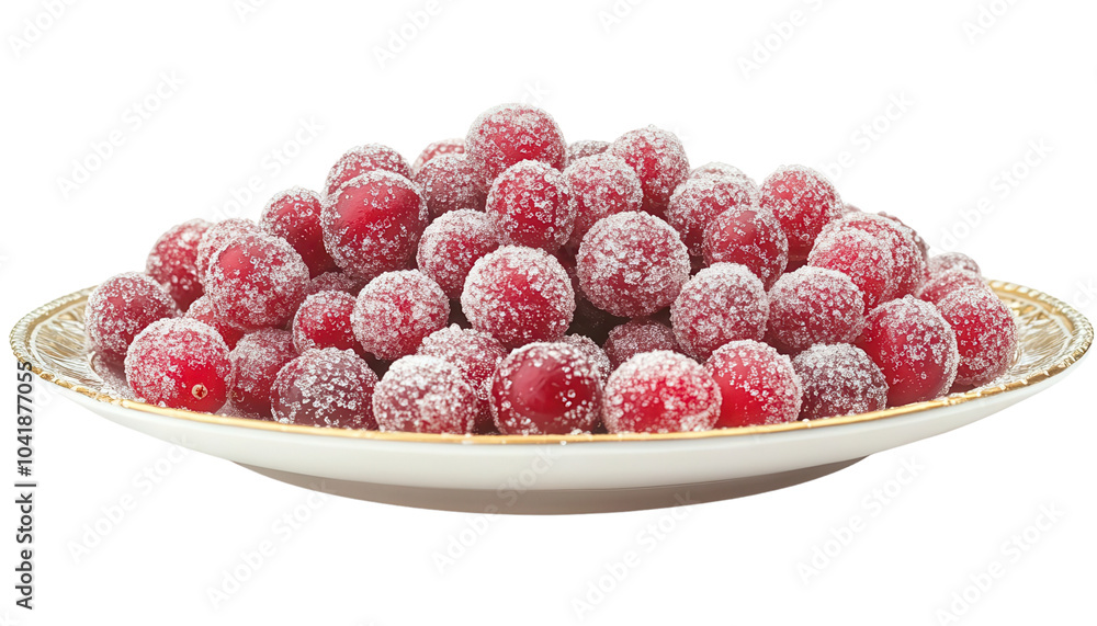 Sugared cranberries, white isolate background Sugared cranberries, white isolate background