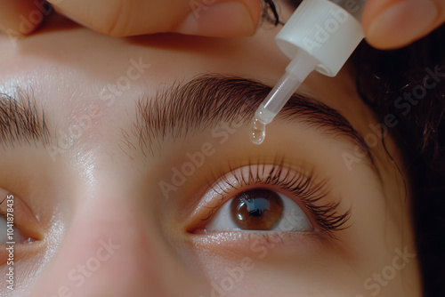 Close-up of Woman Applying Medical Eye Drops for Dry Eye Treatment
