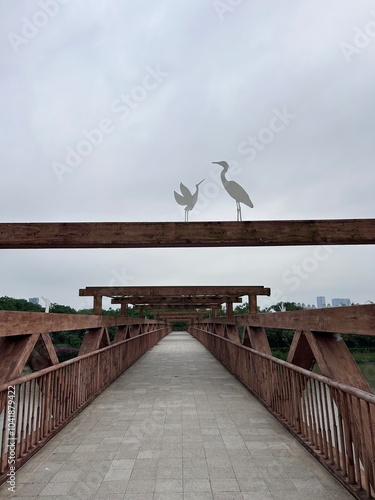 Chinese bridge over the river