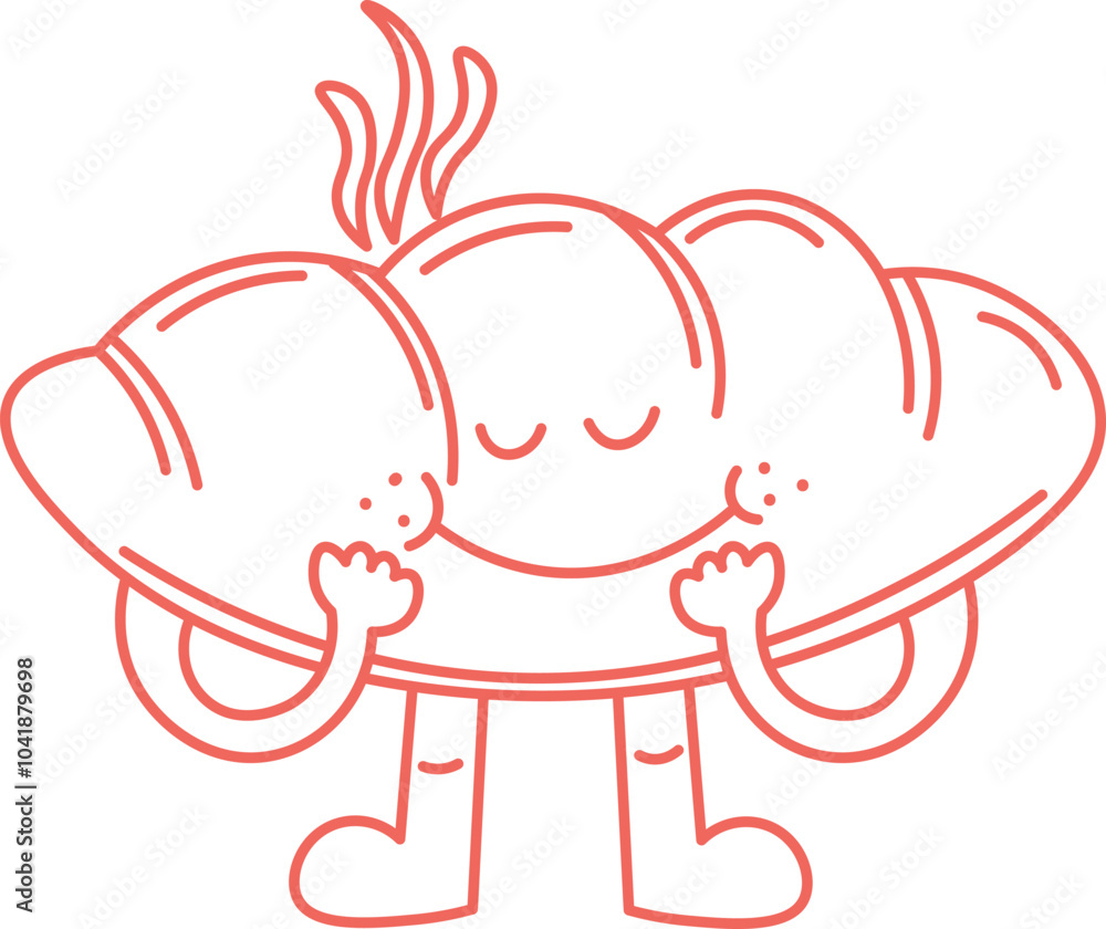 Line Art Character Food Reatil Set Illustration Line Art Character Food Reatil Set Illustration