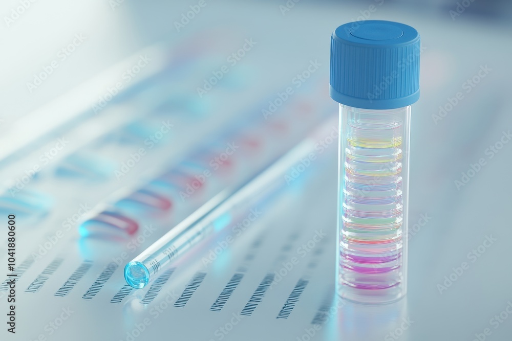 A comprehensive DNA testing kit, including a sample collection tube and a chromosome analysis chart.