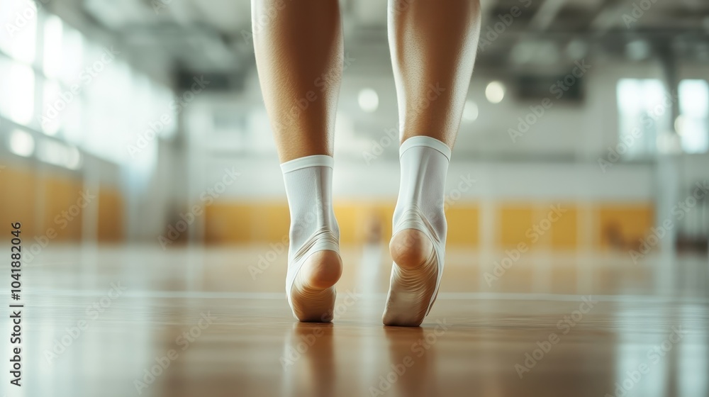 A ballet dancer's legs and feet express poise and strength amid soft studio lighting, capturing the elegance and discipline inherent in the art of ballet dancing. A ballet dancer's legs and feet express poise and strength amid soft studio lighting, capturing the elegance and discipline inherent in the art of ballet dancing.