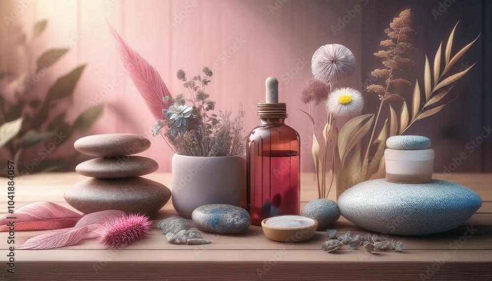 Aromatherapy with essential oils and healing crystals Serene atmosphere. Aromatherapy with essential oils and healing crystals Serene atmosphere.