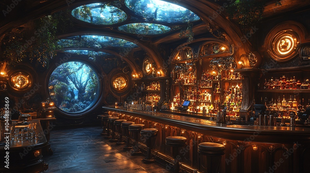 Obraz premium Luxurious Bar with Phosphorescent Mangrove Theme
