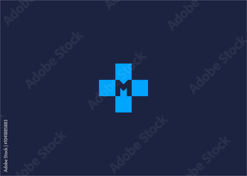 Letter m with plus logo icon design vector design template inspiration