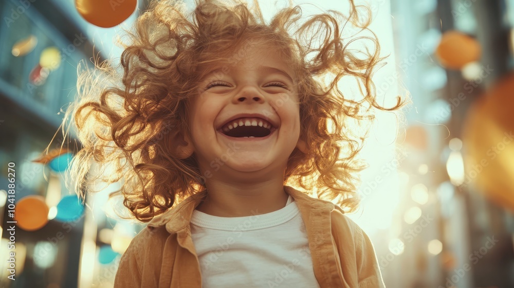 A beaming child with curly hair enjoys a sunlit day, capturing a sense of pure joy and carefree innocence in a vibrant outdoor setting, evoking happiness and freedom. A beaming child with curly hair enjoys a sunlit day, capturing a sense of pure joy and carefree innocence in a vibrant outdoor setting, evoking happiness and freedom.