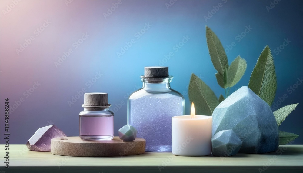 Aromatherapy with essential oils and healing crystals Serene atmosphere. Aromatherapy with essential oils and healing crystals Serene atmosphere.