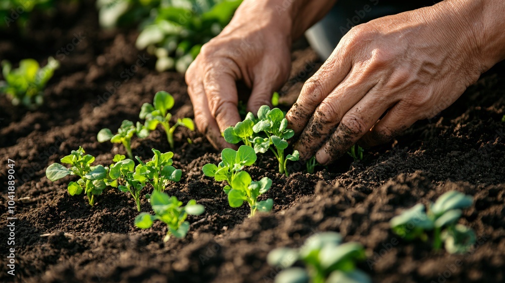 Hands Planting Seedlings in Soil Hands Planting Seedlings in Soil