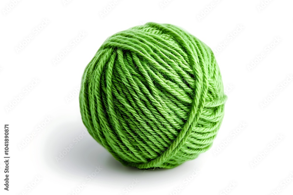Green wool yarn ball isolated on white background Green wool yarn ball isolated on white background