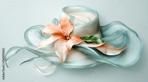 Whimsical Ribbon Hat with Delicate Floral Accents