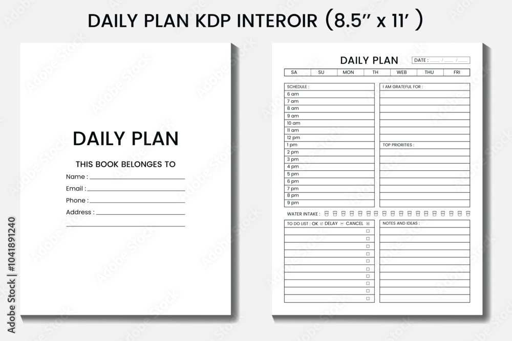 daily planer Amazon Low Content Book, KDP interior designs daily planer Amazon Low Content Book, KDP interior designs