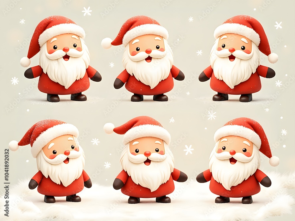 Six Adorable Santa Clauses! Festive cheer in 3D. Six Adorable Santa Clauses! Festive cheer in 3D.