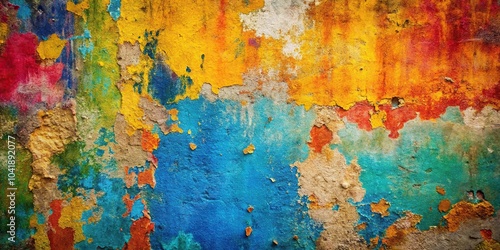 Worn colorful painted concrete wall background aerial view