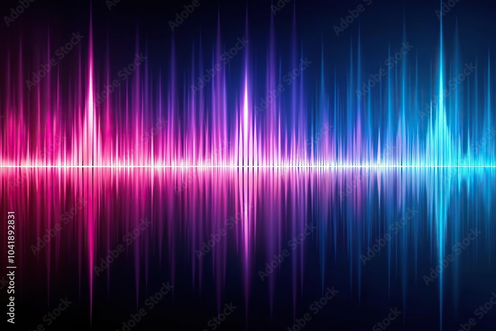 Abstract sound waves with pink and blue colors from a low angle Abstract sound waves with pink and blue colors from a low angle
