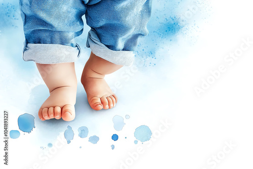 Delightful baby steps capturing the innocence of early childhood in soft denim and watercolor hues