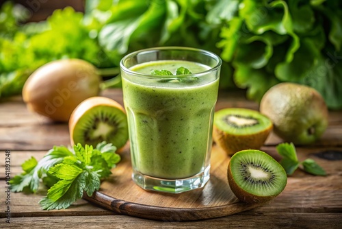 Green Kiwi Smoothie Closeup for Healthy Lifestyle Inspiration