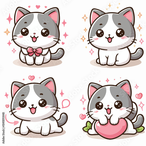 cute cat vector, illustration, animal, smile