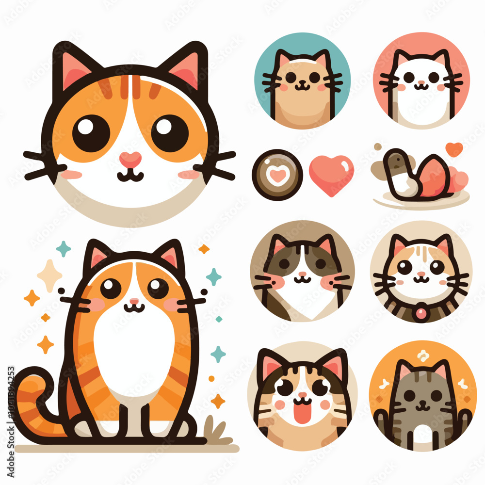 Fototapeta premium cute cat vector, illustration, animal, smile