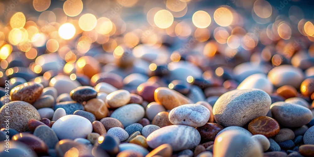 Fototapeta premium Grey Brown and White Pebbles with Bokeh Effect for Nature and Landscape Photography