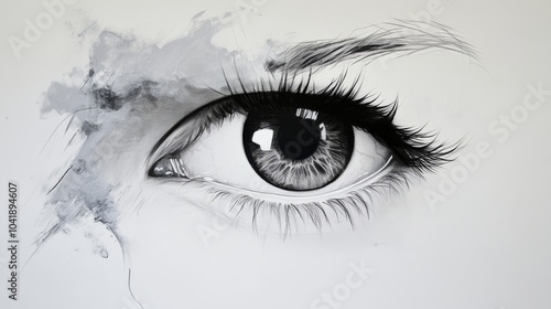 simple eye without head and with withe background 