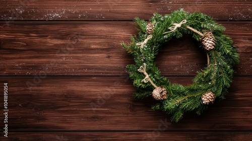 Christmas Wreath on Wood.