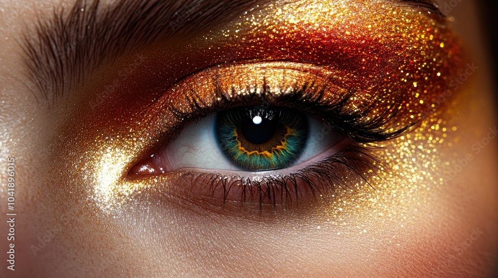 Macro close-up of a beautiful female eye, adorned with natural makeup, highlighting the delicate lashes and vibrant eye color in fashion detail. Macro close-up of a beautiful female eye, adorned with natural makeup, highlighting the delicate lashes and vibrant eye color in fashion detail.