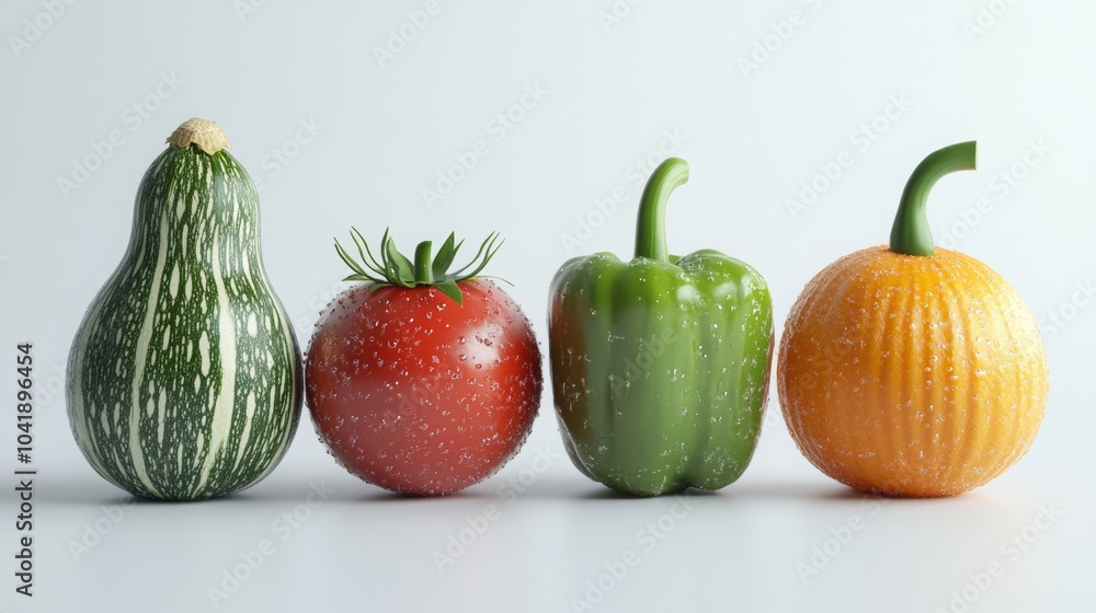 Realistic 3D Render of Fresh Vegetables Realistic 3D Render of Fresh Vegetables