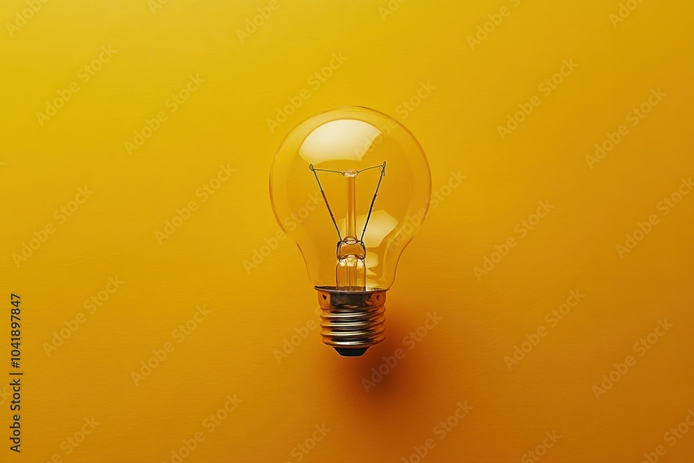 Yellow Light Bulb on a Bright Background Yellow Light Bulb on a Bright Background