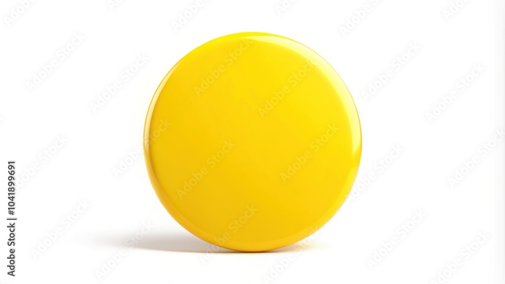 Yellow circle isolated on white background, low angle view Yellow circle isolated on white background, low angle view