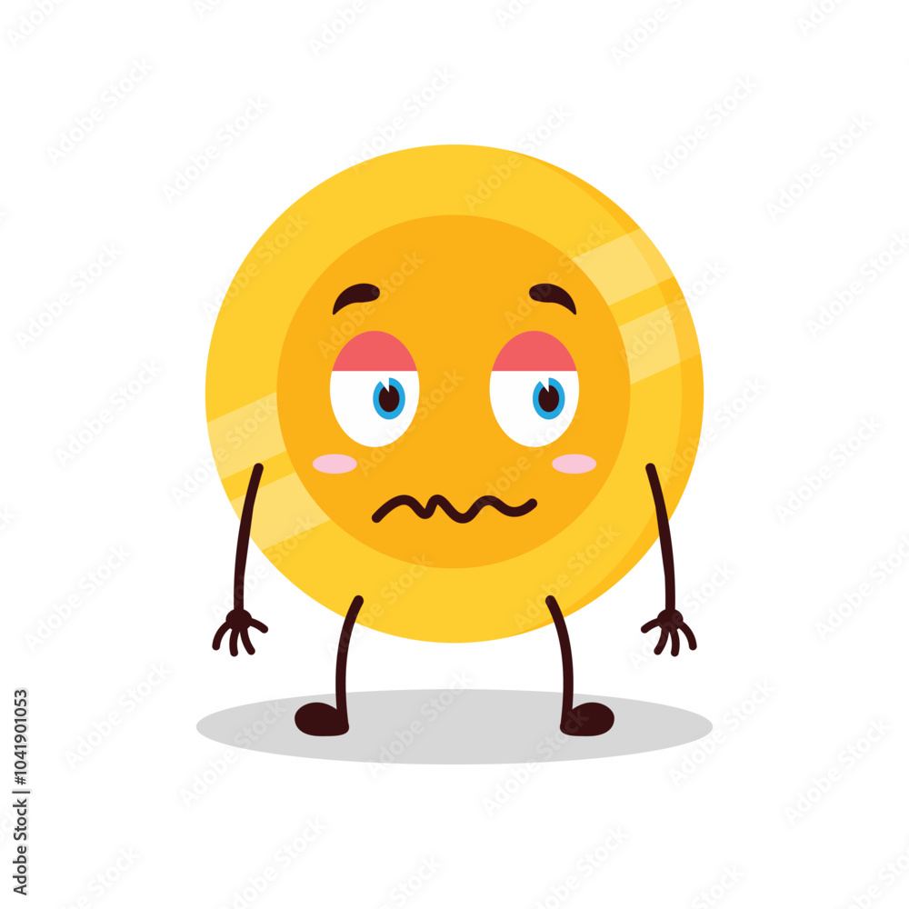 cute nope expression of coin cartoon character cute nope expression of coin cartoon character