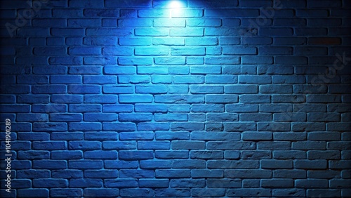 blue brick wall with a bright blue light source High Angle