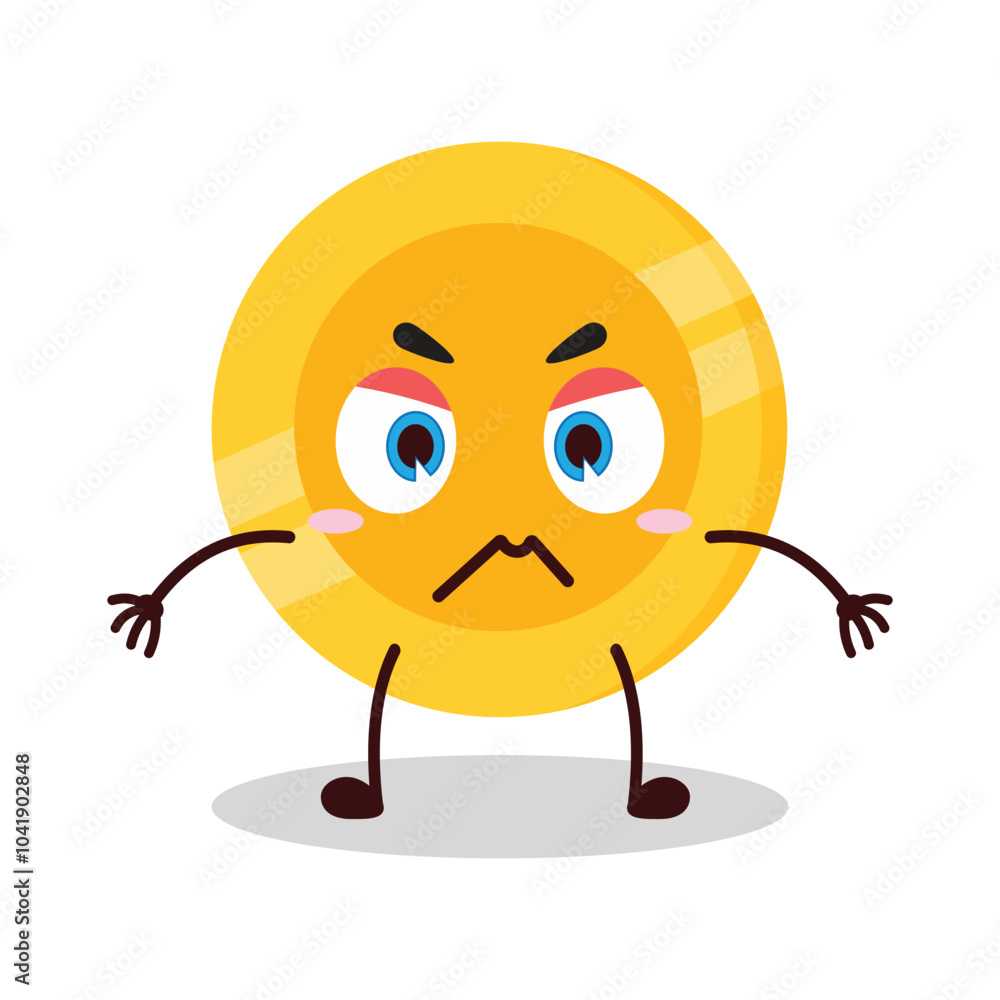 cute irritated expression of coin cartoon character cute irritated expression of coin cartoon character