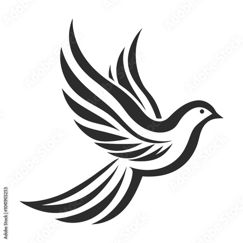 Elegant Bird in Flight Silhouette Vector for Logos and Design. photo