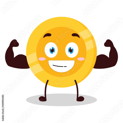 cute masculine healthy athlete expression of coin cartoon character