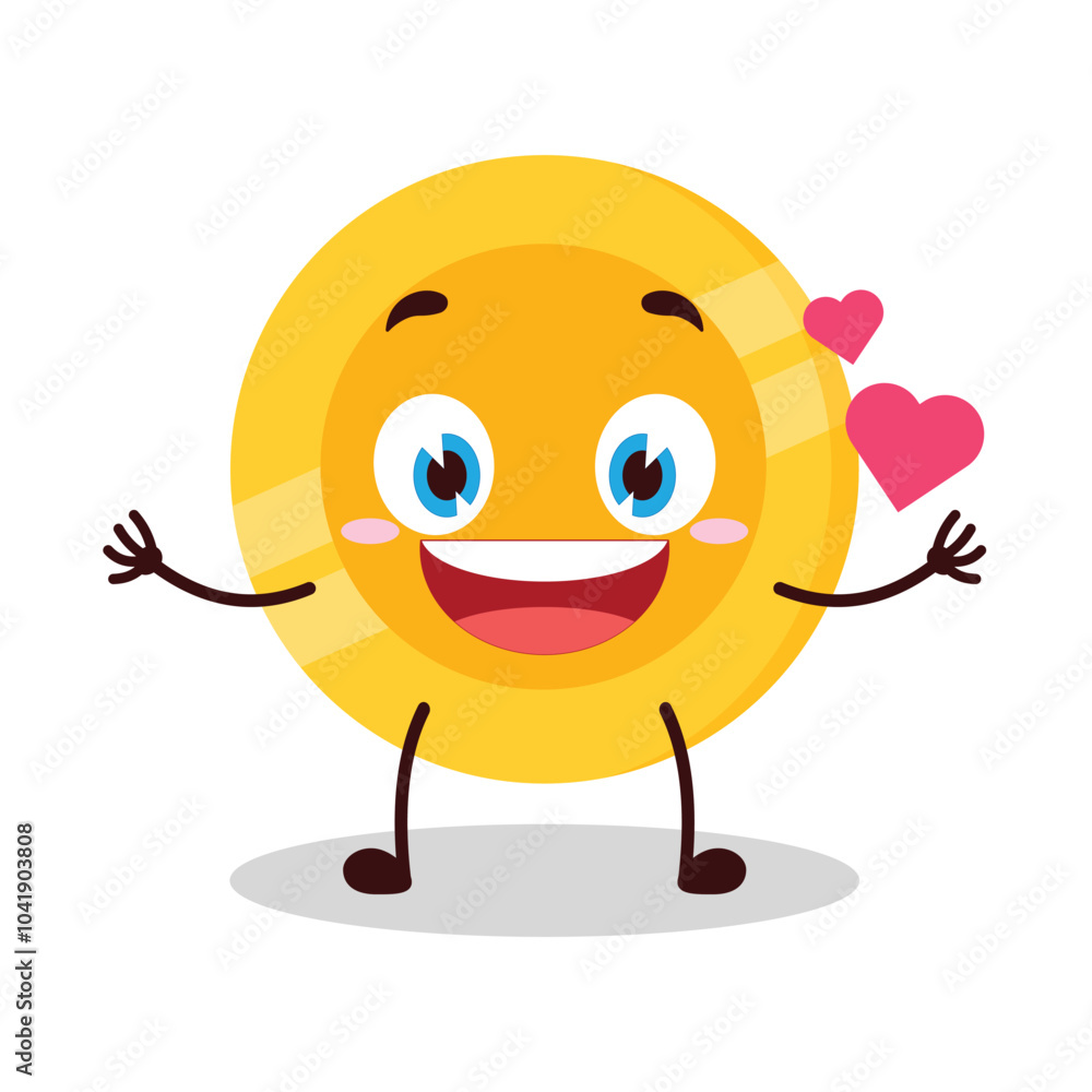 cute fall in love expression of coin cartoon character cute fall in love expression of coin cartoon character