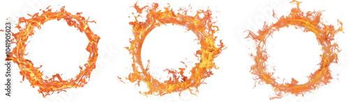 Vector isolated fire ring frame isolated on white background.