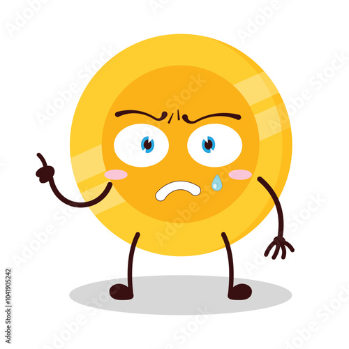 cute weird expression of coin cartoon character