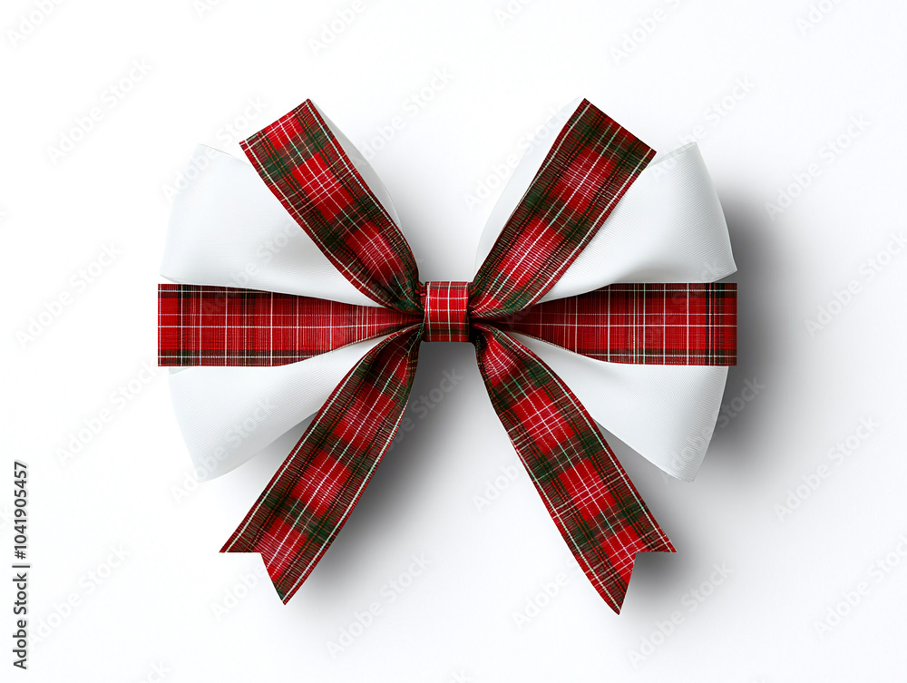 charming Christmas bow featuring red plaid design and white ribbons, perfect for festive decorations and gift wrapping. This elegant accessory adds joyful touch to any holiday celebration charming Christmas bow featuring red plaid design and white ribbons, perfect for festive decorations and gift wrapping. This elegant accessory adds joyful touch to any holiday celebration