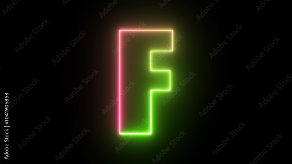 Neon letter F with alpha channel, neon alphabet for banner Neon letter F with alpha channel, neon alphabet for banner