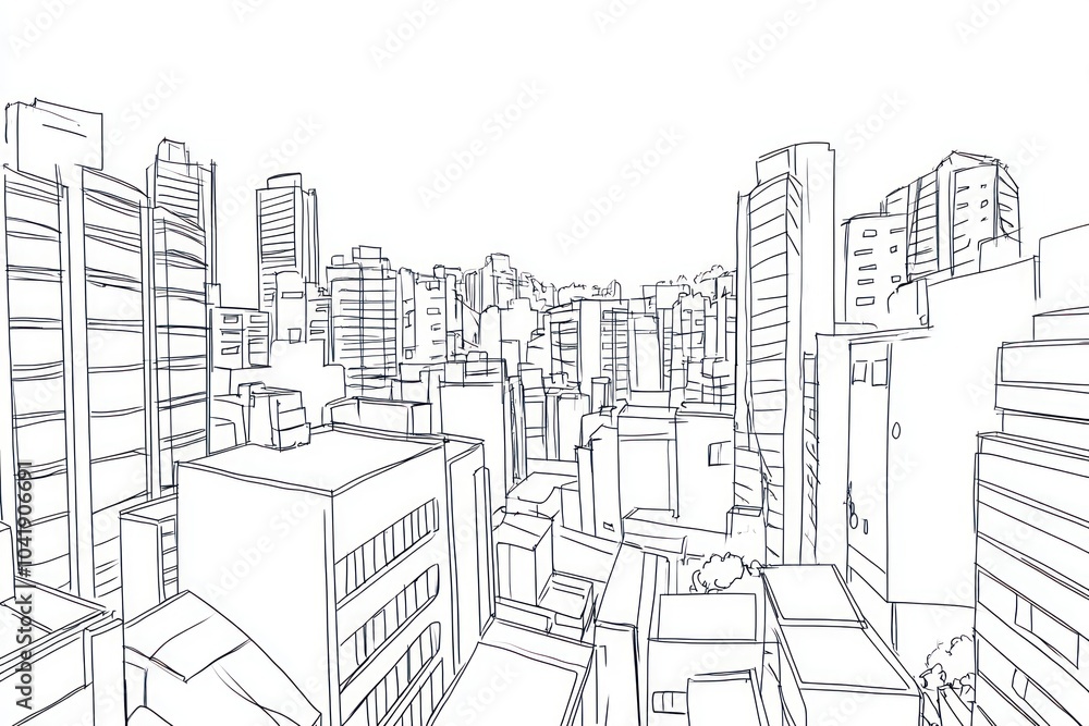 simple line drawing of city simple line drawing of city