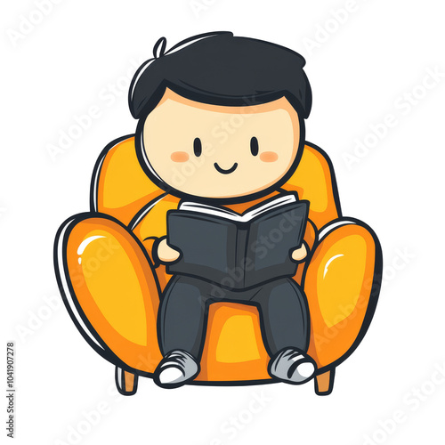 Young person reads in cozy chair