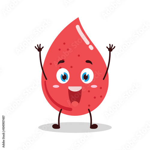 cute rise hand happy expression of blood character
