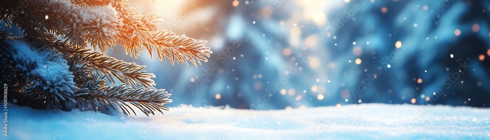 A serene winter landscape with snow-covered ground and gentle snowfall in a tranquil forest setting. A serene winter landscape with snow-covered ground and gentle snowfall in a tranquil forest setting.