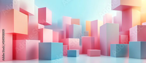 Abstract geometric blocks on light background, 3d render, Background wallpaper design