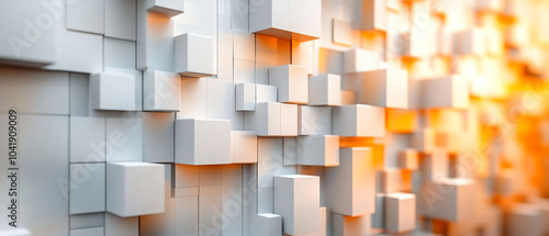Abstract geometric blocks on light background, 3d render, Background wallpaper design