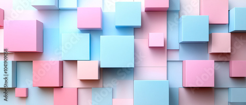 Abstract geometric blocks on light background, 3d render, Background wallpaper design