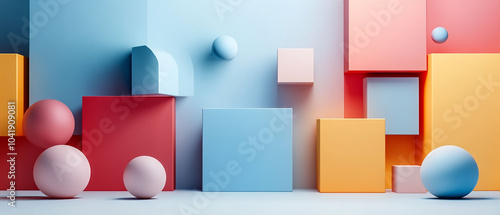 Abstract geometric blocks on light background, 3d render, Background wallpaper design