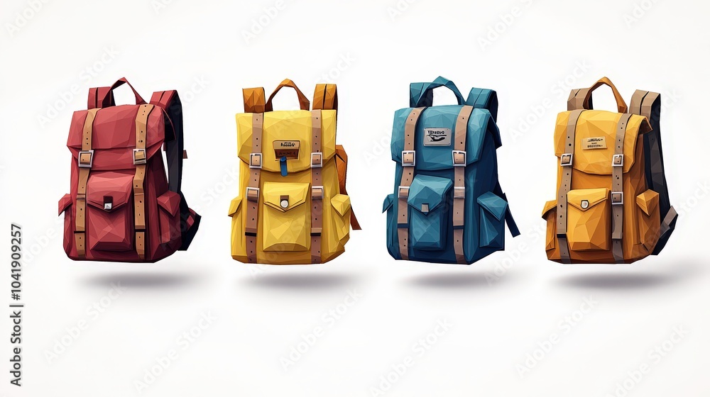 Obraz premium Colorful Backpacks for Outdoor Adventures